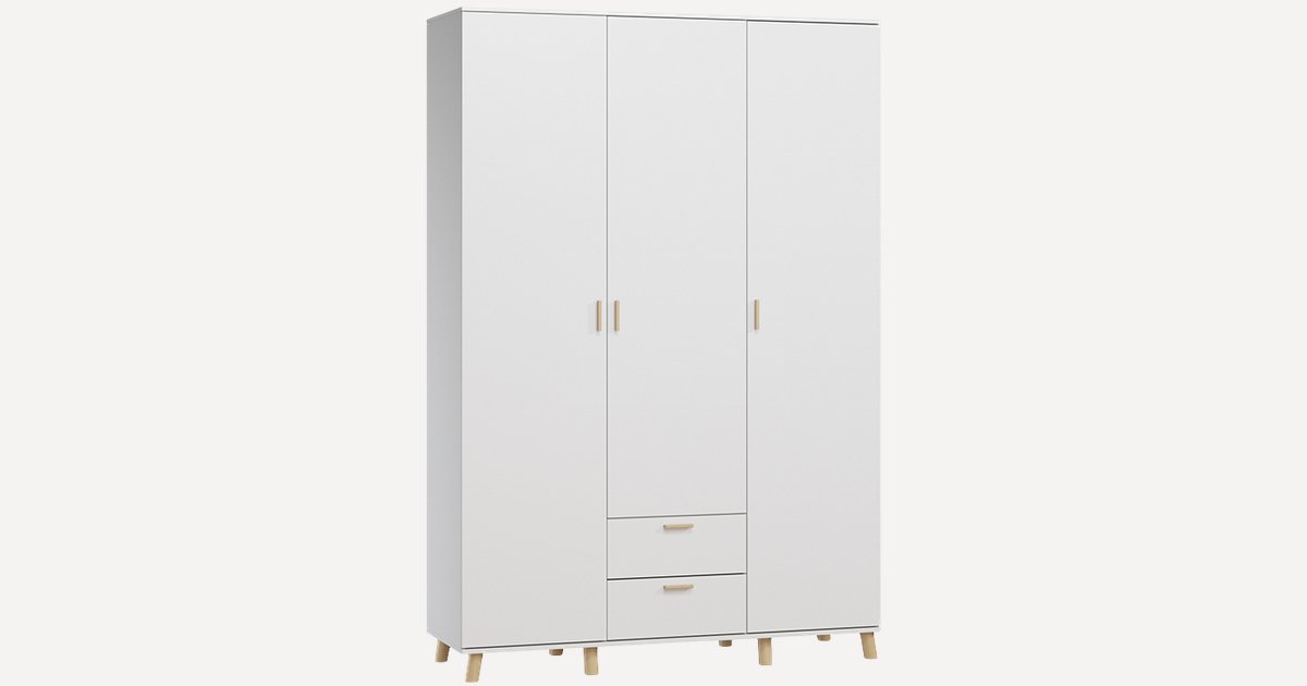 Распашной шкаф Пронто 3-150x220 Белый с зеркалом