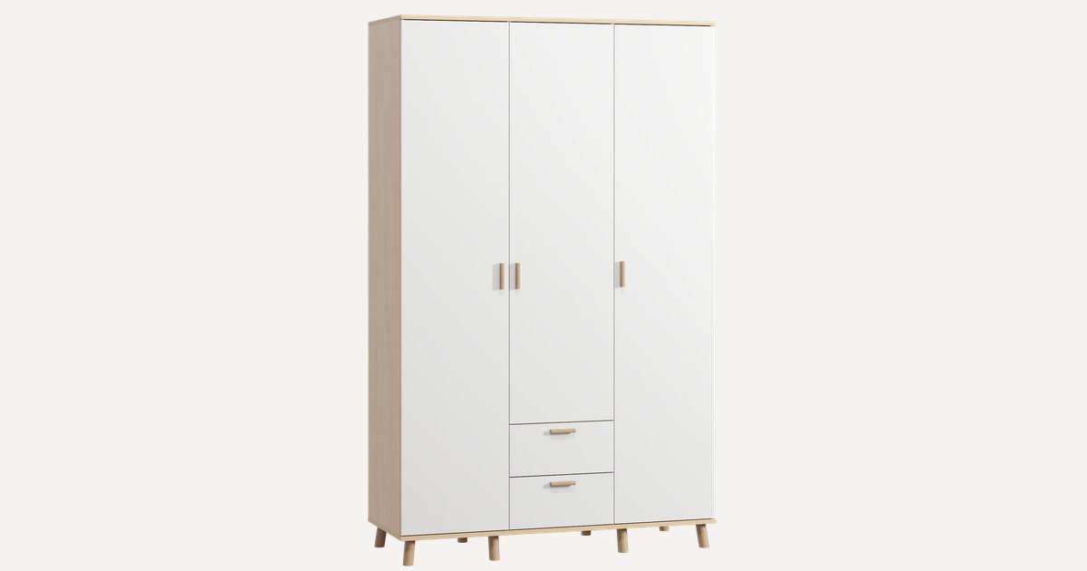 Распашной шкаф Пронто 3-130x210 Береза/Белый
