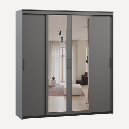 Шкаф-купе Тебар 4-200x220 Графитовый 2 зеркала