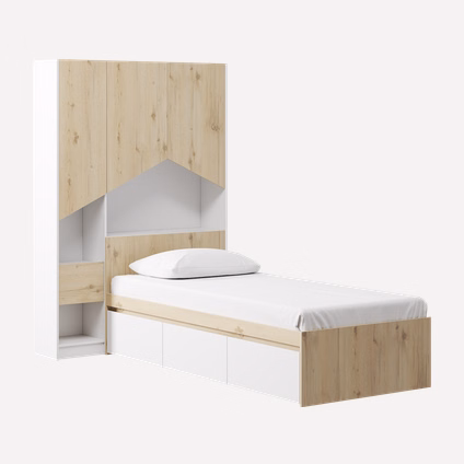 Кровать Пенни-2 90 Белый/Древесный