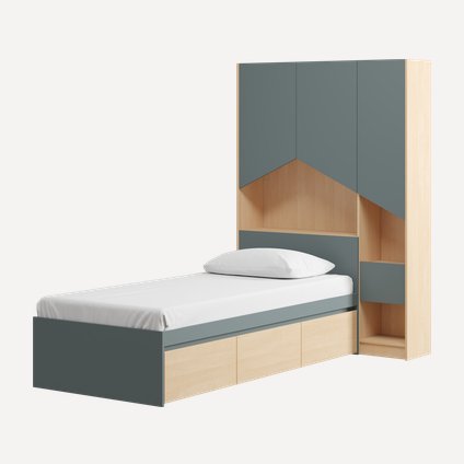 Кровать Пенни-2 90 Береза/Серо-зеленый