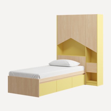 Кровать Пенни-2 90 Желтый/Береза
