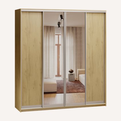 Шкаф-купе Байкал 4-220x240 Дуб Золотистый 2 зеркала