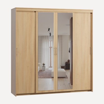 Шкаф-купе Тебар 4-220x230 Дуб Барбера 2 зеркала