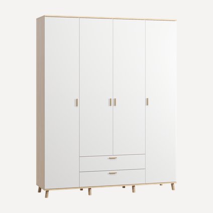 Распашной шкаф Пронто 4-190x240 Береза/Белый