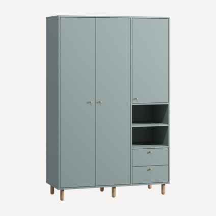 Распашной шкаф Дикинс 3-124x190 Серо-зеленый