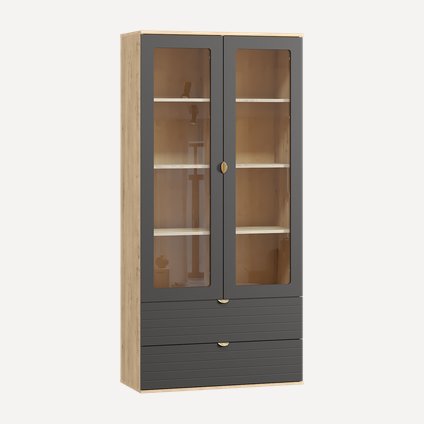 Витрина Монблан 2-93x195 Грань Графитовый/Дуб Ирландский
