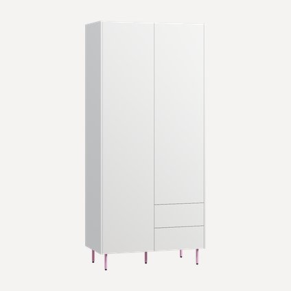 Распашной шкаф Изи 2-100x220 Белый/Розовый