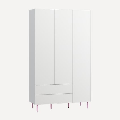 Распашной шкаф Изи 3-130x220 Белый/Розовый