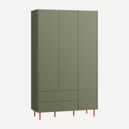 Распашной шкаф Изи 3-130x220 Оливковый/Оранжевый