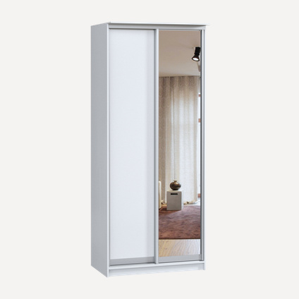 Шкаф-купе Байкал 2-100x240 Белый с зеркалом
