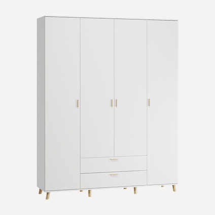 Распашной шкаф Пронто 4-190x240 Белый с зеркалом