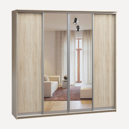 Шкаф-купе Байкал 4-240x240 Дуб Сонома 2 зеркала