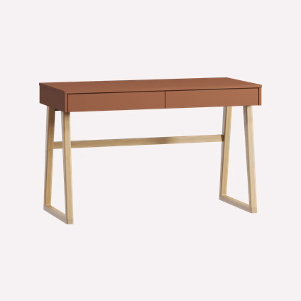 Письменный стол Берлин-2 121x56 Терракотовый/Натуральный