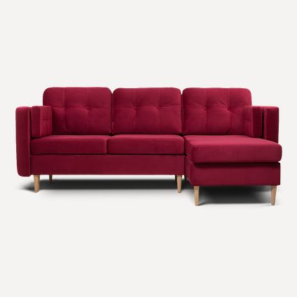 Диван угловой Плиди Velvet Crimson