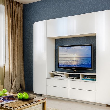 Стенка Купертино 220x185 Белый